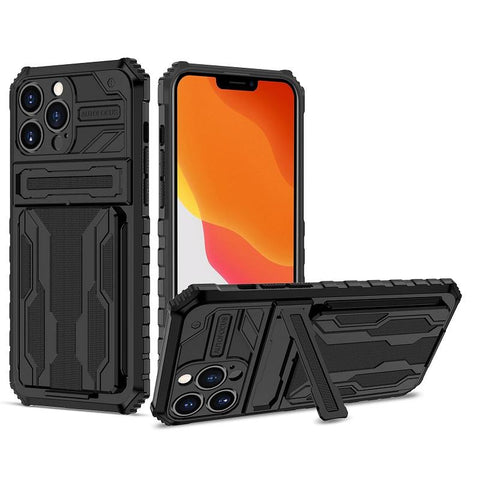 Image of iPhone Case With Card Holder + Kickstand + Extreme Shock Absorption Gives You The Ultimate Protection With Functionality! 6 Bold Colors To Choose From!
