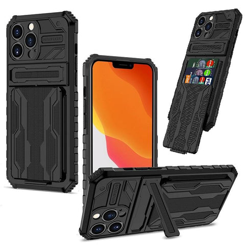 Image of iPhone Case With Card Holder + Kickstand + Extreme Shock Absorption Gives You The Ultimate Protection With Functionality! 6 Bold Colors To Choose From!