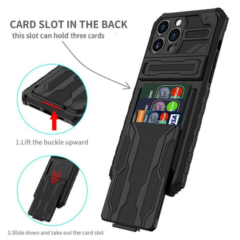 Image of iPhone Case With Card Holder + Kickstand + Extreme Shock Absorption Gives You The Ultimate Protection With Functionality! 6 Bold Colors To Choose From!
