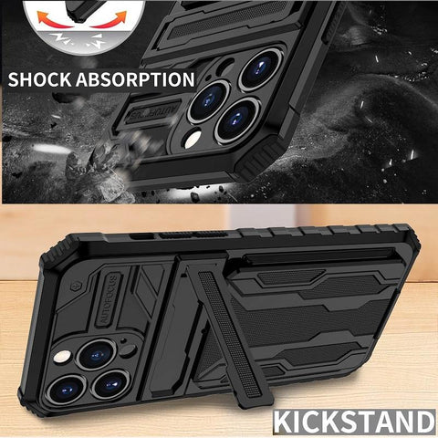 Image of iPhone Case With Card Holder + Kickstand + Extreme Shock Absorption Gives You The Ultimate Protection With Functionality! 6 Bold Colors To Choose From!