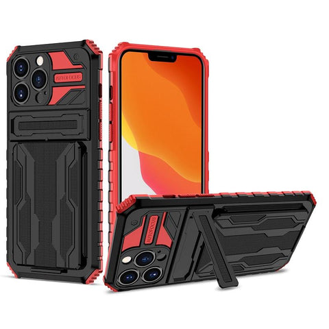Image of iPhone Case With Card Holder + Kickstand + Extreme Shock Absorption Gives You The Ultimate Protection With Functionality! 6 Bold Colors To Choose From!