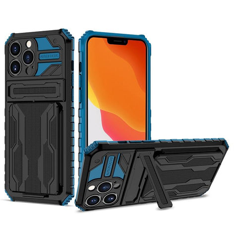 Image of iPhone Case With Card Holder + Kickstand + Extreme Shock Absorption Gives You The Ultimate Protection With Functionality! 6 Bold Colors To Choose From!