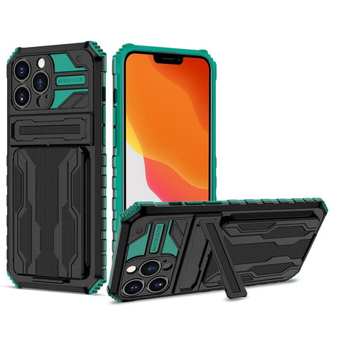 Image of iPhone Case With Card Holder + Kickstand + Extreme Shock Absorption Gives You The Ultimate Protection With Functionality! 6 Bold Colors To Choose From!