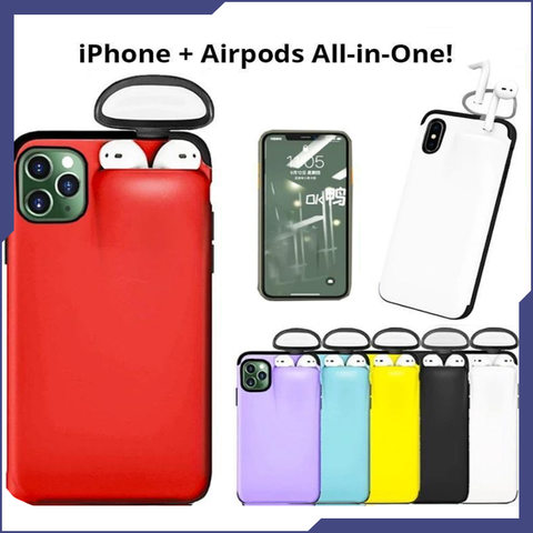 Image of Protective Case + Airpods Storage! Made For Your iPhone. Secure AirPods Pocket Holder Protects Your Phone & AirPods!