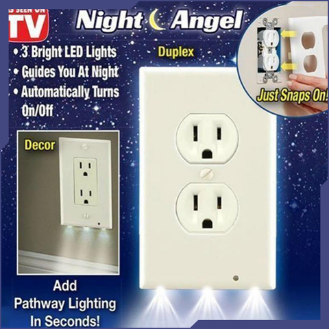 Image of New LED Lighted Socket Plate For Safer Hallways & Bathrooms At Night