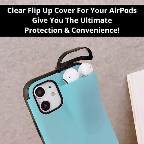 Image of Protective Case + Airpods Storage! Made For Your iPhone. Secure AirPods Pocket Holder Protects Your Phone & AirPods!