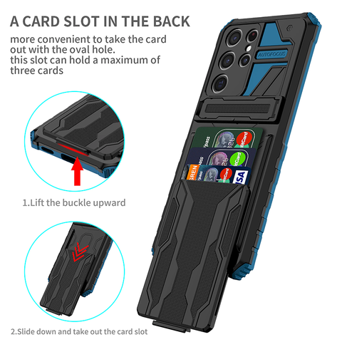 Image of Samsung Case With Card Holder + Kickstand + Extreme Shock Absorption Gives You The Ultimate Protection With Functionality! 5 Bold Colors To Choose From!