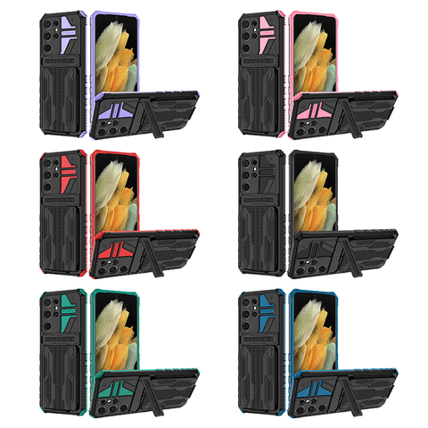 Image of Samsung Case With Card Holder + Kickstand + Extreme Shock Absorption Gives You The Ultimate Protection With Functionality! 5 Bold Colors To Choose From!