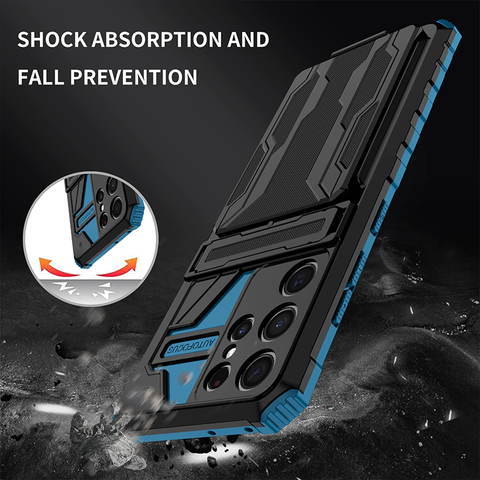 Image of Samsung Case With Card Holder + Kickstand + Extreme Shock Absorption Gives You The Ultimate Protection With Functionality! 5 Bold Colors To Choose From!