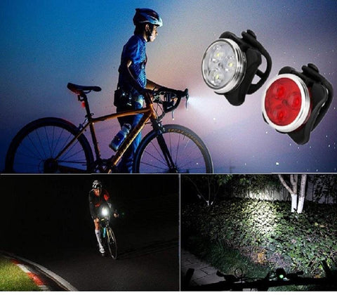Image of Super Bright LED Bike Front & Rear Combo Light Set For Safer Cycling & Greater Visibility. USB Rechargeable, 4 Mode Settings + You Get FREE Shipping Too!