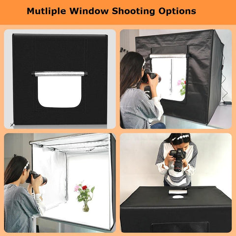 Image of Extra Large Professional Photo Light Box With Fully Adjustable LED Lighting + 3 Background Colors
