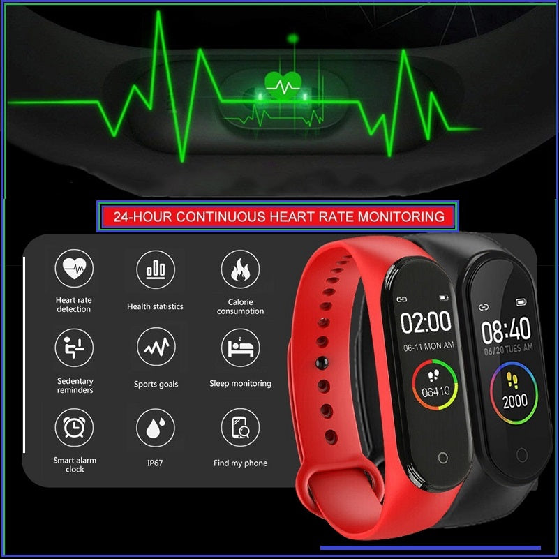 Powerful NEW Fitness Tracker + Smartwatch Delivers Continuous Heart Rate &  BP Monitoring In Real Time. Choose from 4 Popular Colors: