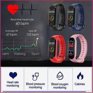 Powerful NEW Fitness Tracker + Smartwatch Delivers Continuous Heart Rate &  BP Monitoring In Real Time. Choose from 4 Popular Colors: