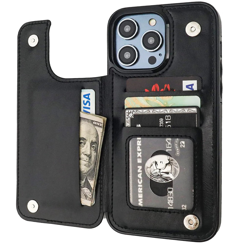 iPhone 14 Case With Cash & Card Protective Pockets + Full Wrap Around Shock Protection + From 3 Great Colors To Select From!