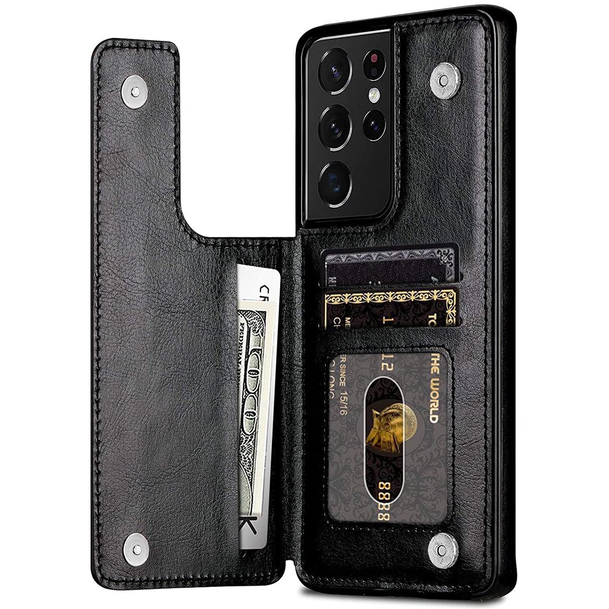 Sleek Leather Samsung Case Adds Function To Style AND Full 360 Drop Protection!  Choose From 5 Popular Colors!