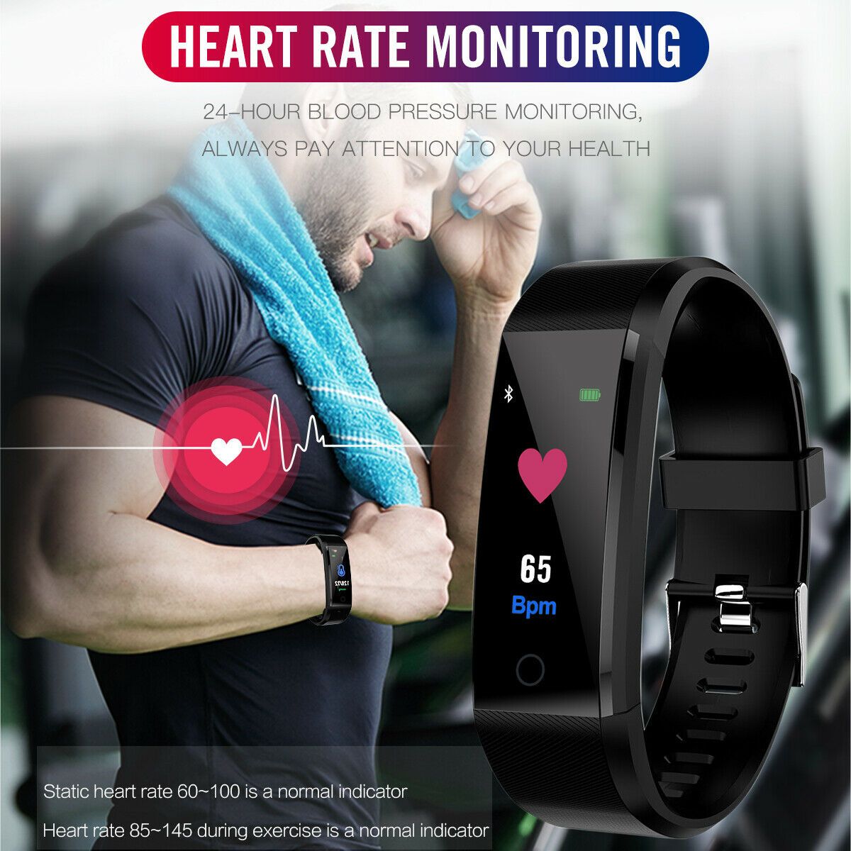 CT365 Smartwatch For Fitness and Health:  Blood Pressure, Calorie Burn, Heart Rate, Distances + More: