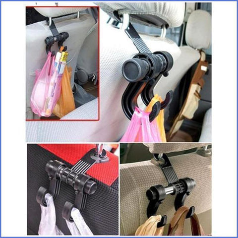 Image of Easy & Convenient Car Seat Double Hanger For Bags, Clothes and More