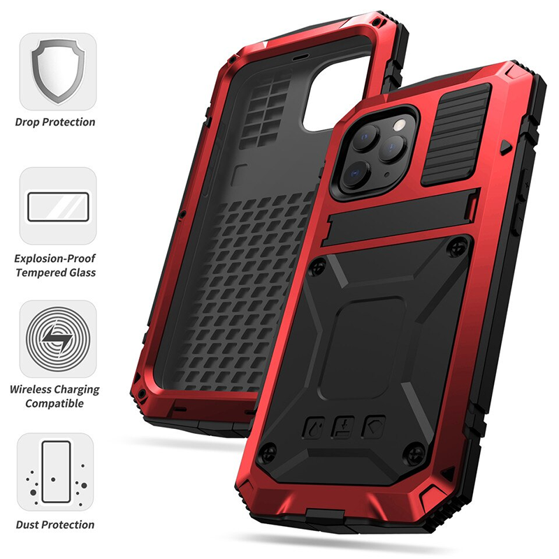 Kickstand Phone Case For iPhone 12 Pro Max Mini XS Max XR Dustproof Shockproof Tempered glass Metal Cover For iPhone 11 Pro Max