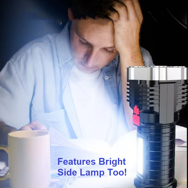 The Ultimate LED Flashlight Delivers Super Bright Beam With 5 LED Lights + Side Lamp Too!