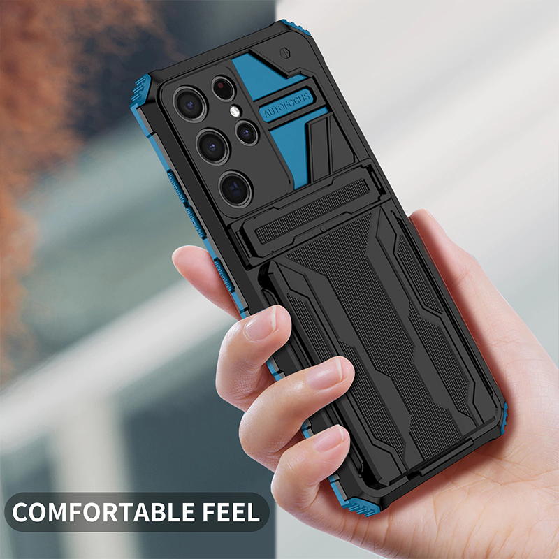 Samsung Case With Card Holder + Kickstand + Extreme Shock Absorption Gives You The Ultimate Protection With Functionality!  5 Bold Colors To Choose From!