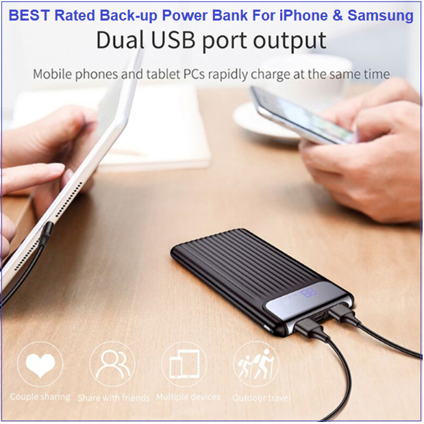 Newest Technology Power Bank With DUAL USB Ports + Special SAMSUNG Ports For Rapid Charging Anywhere!