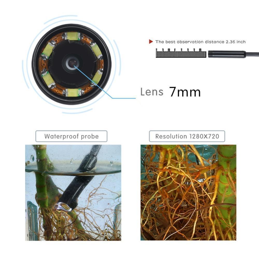 Adjustable Waterproof 7mm Endoscope For Android Phone With LED Lighted Lens For High Visibility!
