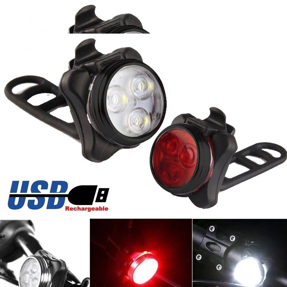 Super Bright LED Bike Front & Rear Combo Light Set For Safer Cycling & Greater Visibility. USB Rechargeable, 4 Mode Settings + You Get FREE Shipping Too!