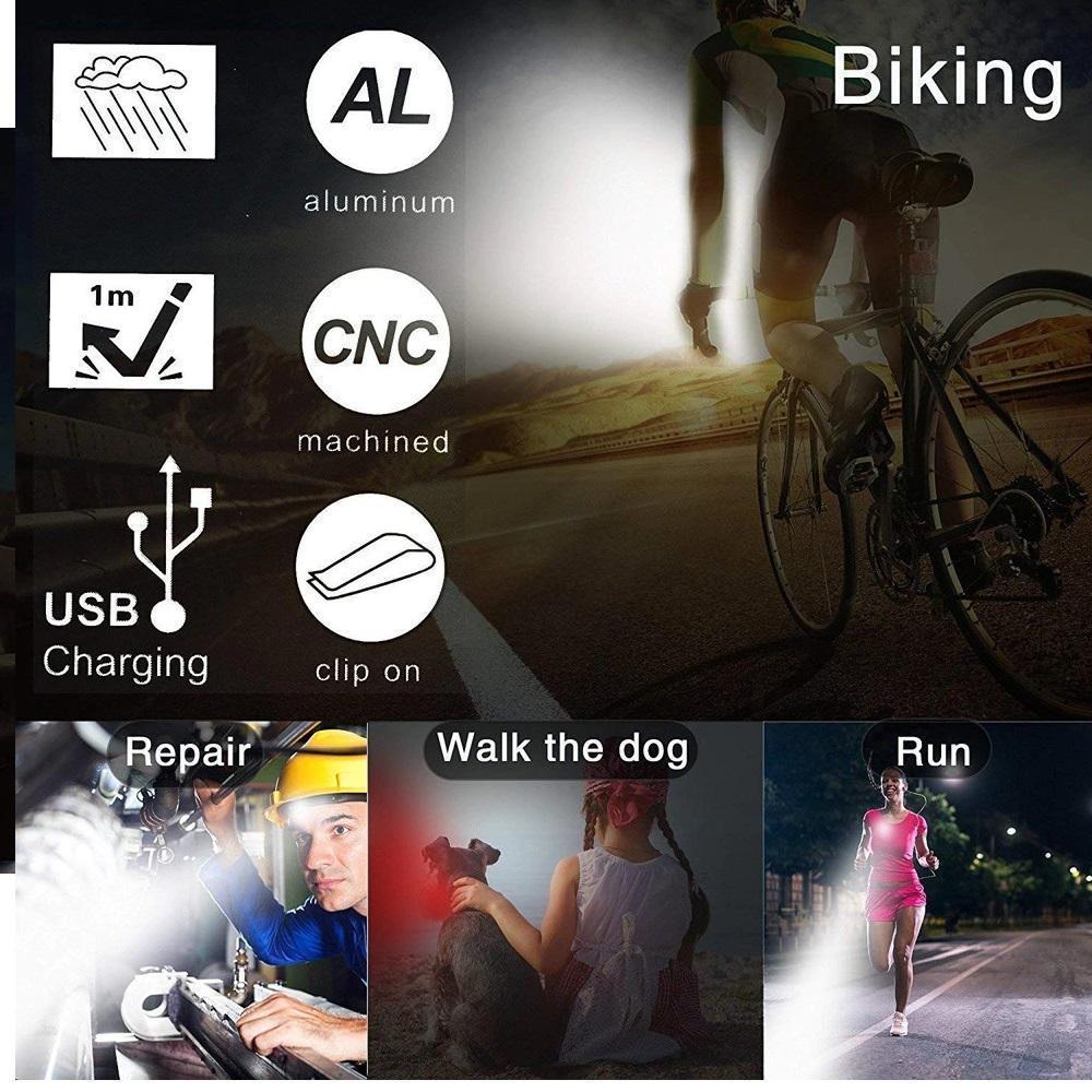 Super Bright LED Bike Front & Rear Combo Light Set For Safer Cycling & Greater Visibility. USB Rechargeable, 4 Mode Settings + You Get FREE Shipping Too!