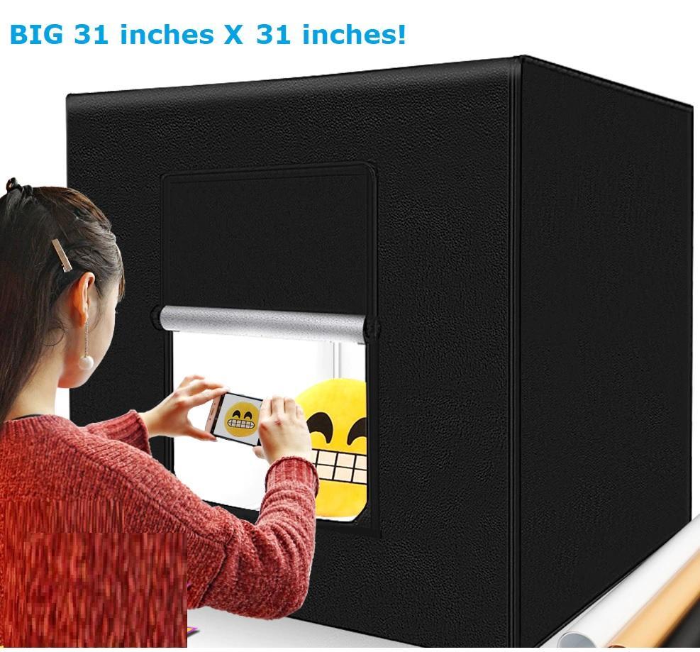 Extra Large Professional Photo Light Box With Fully Adjustable LED Lighting + 3 Background Colors