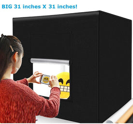 Extra Large Professional Photo Light Box With Fully Adjustable LED Lighting + 3 Background Colors