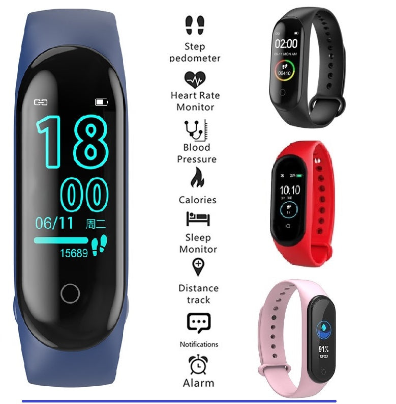 Powerful NEW Fitness Tracker + Smartwatch Delivers Continuous Heart Rate &  BP Monitoring In Real Time. Choose from 4 Popular Colors: