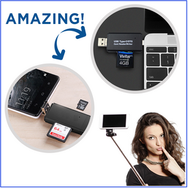 High Speed Data Transfer HUB For Android Phones To PC or MAC With SD & SDHC Memory Card Reader!