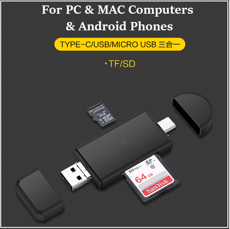 High Speed Data Transfer HUB For Android Phones To PC or MAC With SD & SDHC Memory Card Reader!